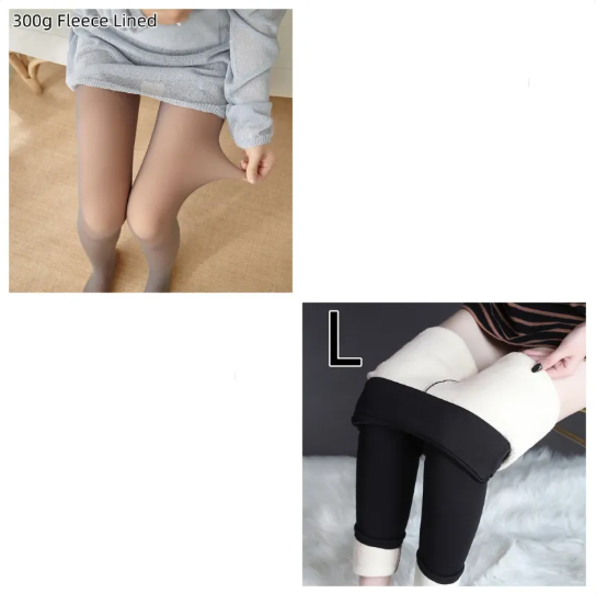 Fleece-Lined Sheer Tights